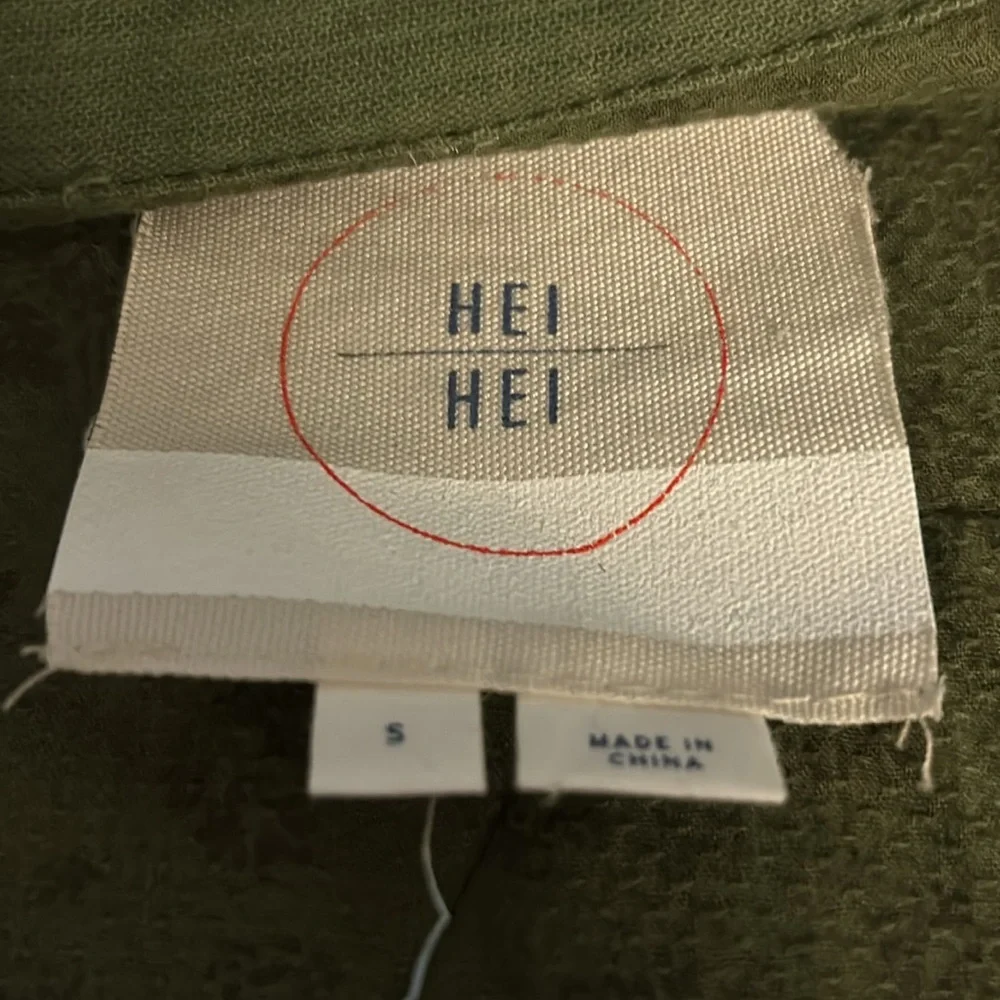 Anthropologie Hei Hei Boho Patchwork Army Green Utility Jacket - Picture 6 of 6